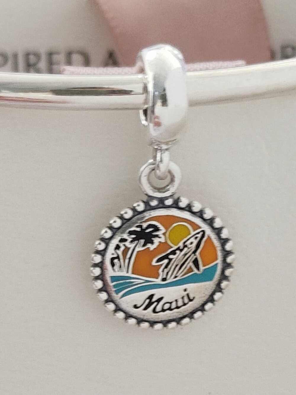 Pandora Hawaii Exclusive Dangle Charm Maui Surfboard Ocean Beach Travel Pendant